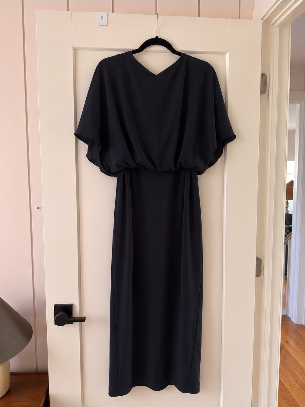 Zara Black Maxi Dress with Draped Blouson Top